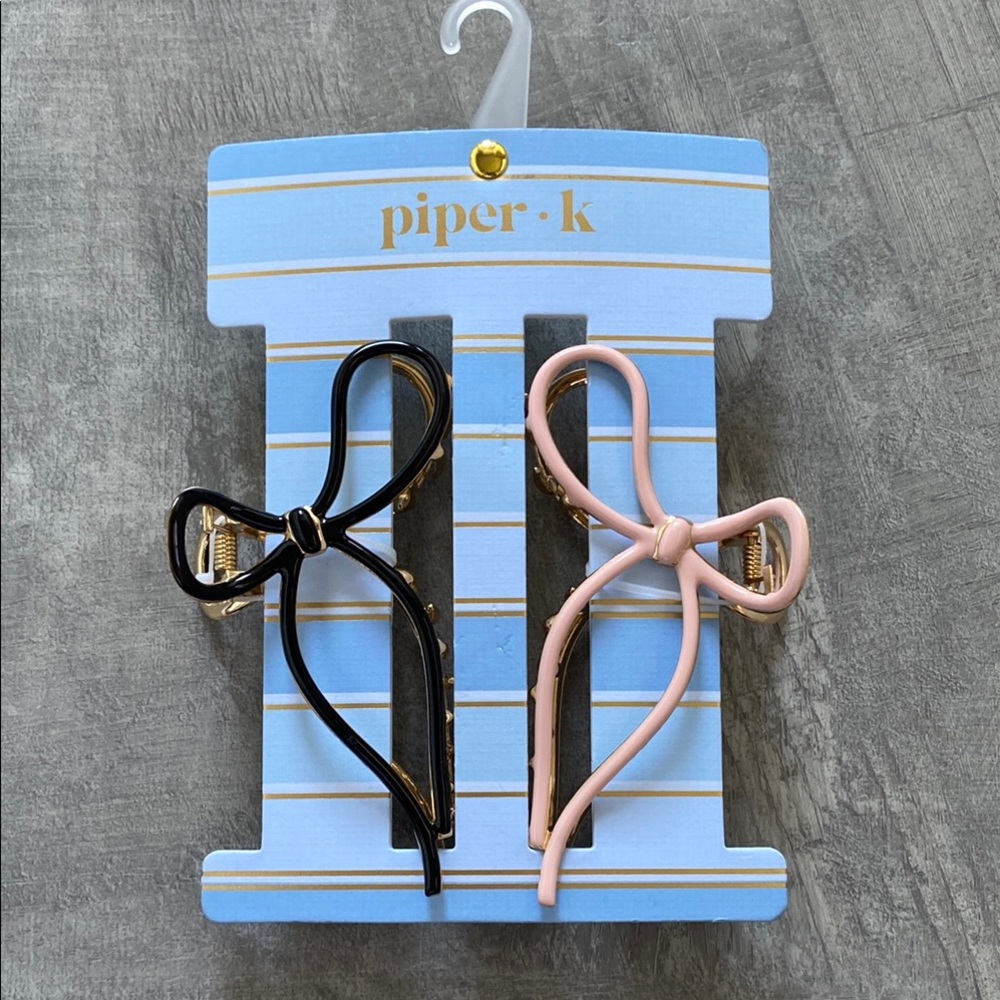 Piper K Black and Pink Bow Hair Accessories